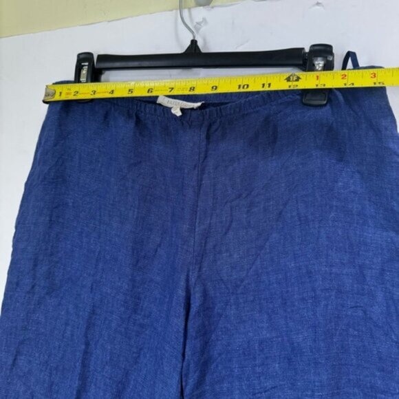 Eileen Fisher Linen Crop Side Zip Lantern Capri Pants Minimalist Wide Blue M P - Picture 11 of 14